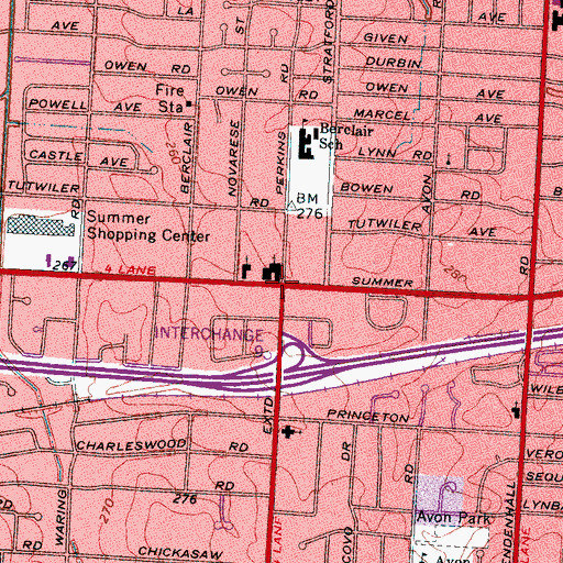 Topographic Map of Berclair, TN