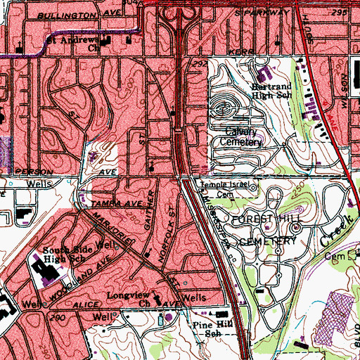 Topographic Map of Bunker Hill, TN