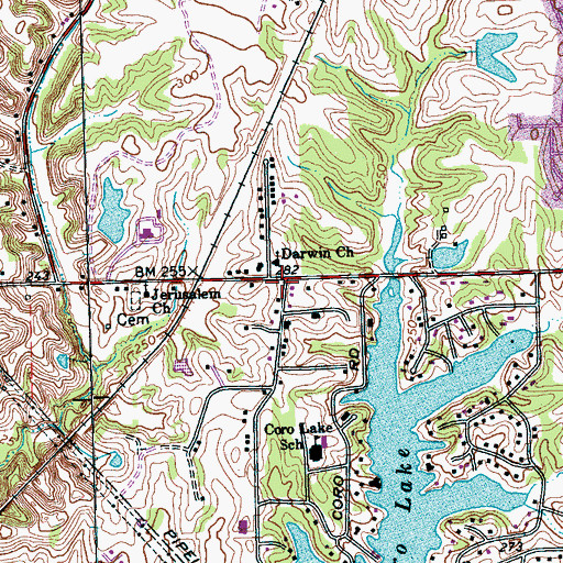 Topographic Map of Darwin, TN