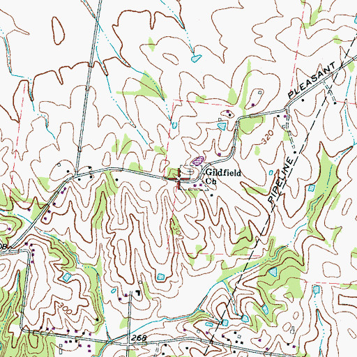 Topographic Map of Gildfield, TN