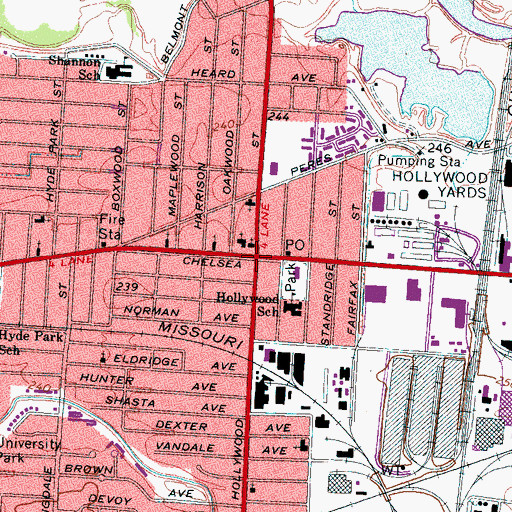 Topographic Map of Hollywood, TN
