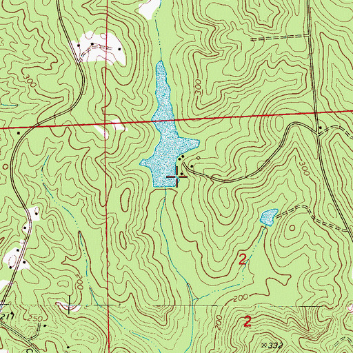 Topographic Map of Elledge Lake Dam, AL