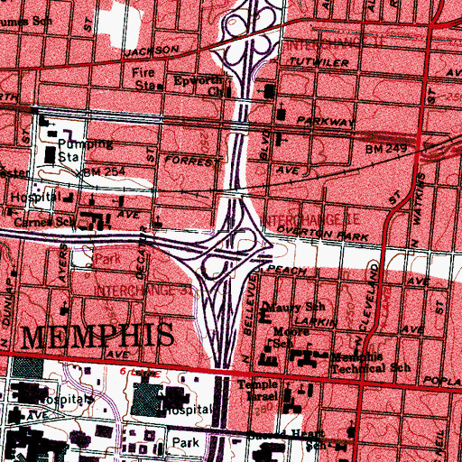 Topographic Map of Interchange 1E, TN