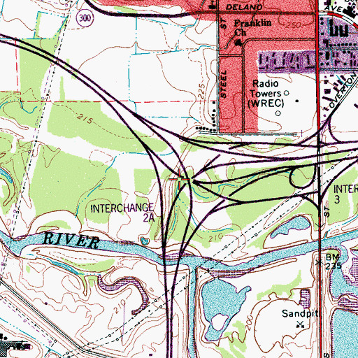 Topographic Map of Interchange 2A, TN