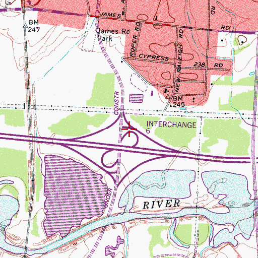 Topographic Map of Interchange 6, TN