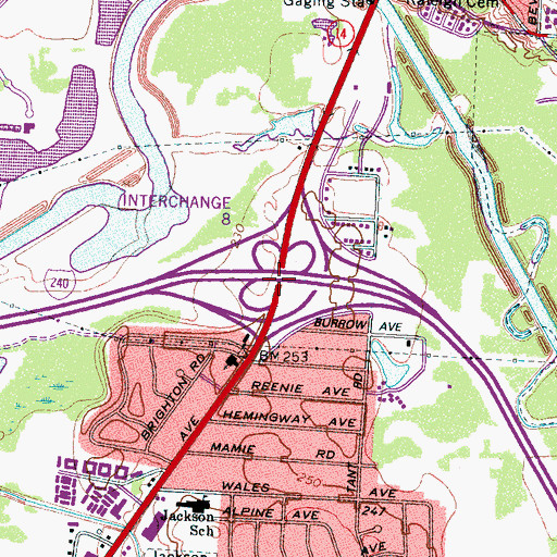 Topographic Map of Interchange 8, TN