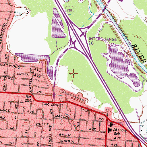Topographic Map of Interchange 10, TN