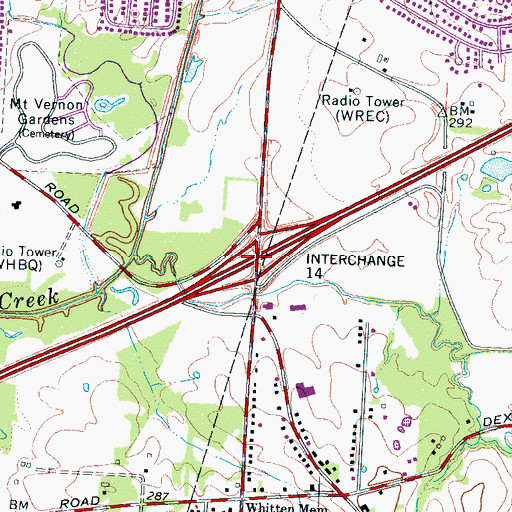 Topographic Map of Interchange 14, TN