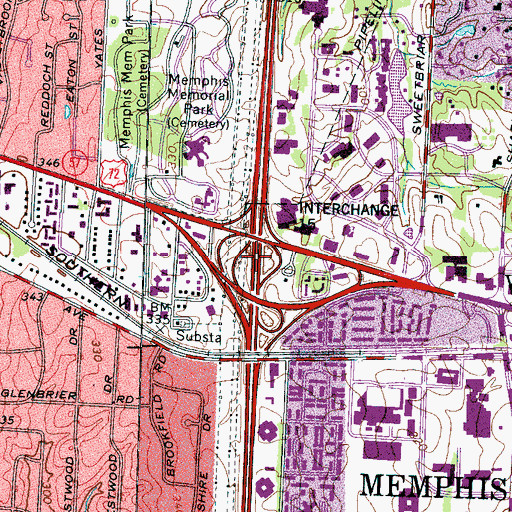 Topographic Map of Interchange 15, TN