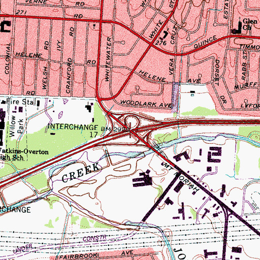 Topographic Map of Interchange 17, TN