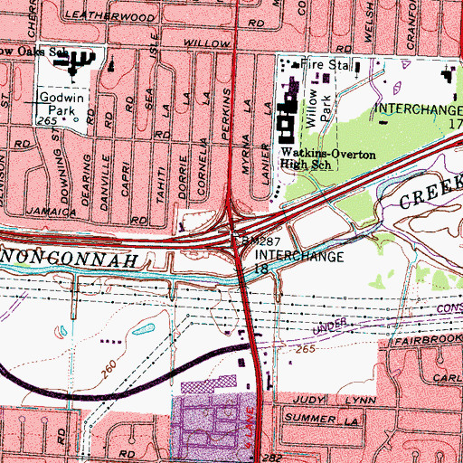 Topographic Map of Interchange 18, TN
