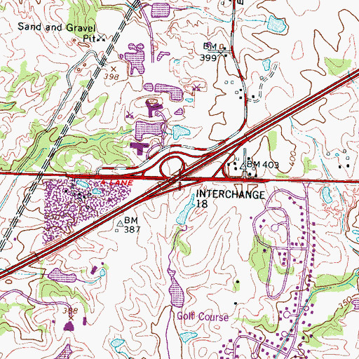 Topographic Map of Interchange 18, TN