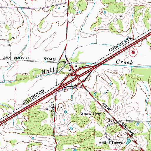 Topographic Map of Interchange 25, TN