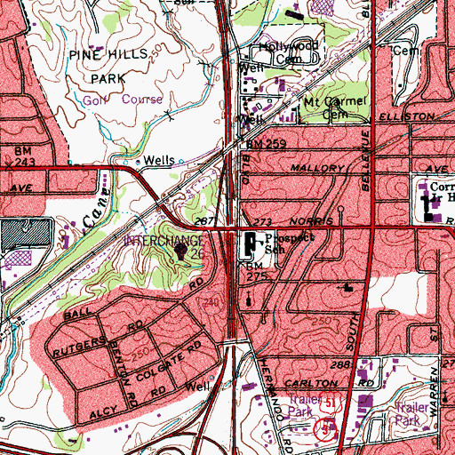 Topographic Map of Interchange 26, TN