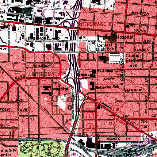 Topographic Map of Interchange 29, TN