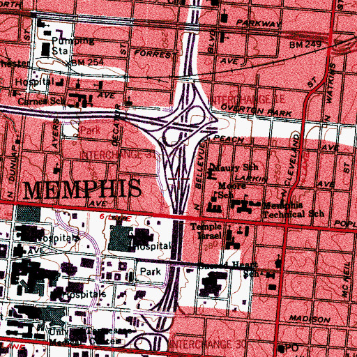 Topographic Map of Interchange 31, TN