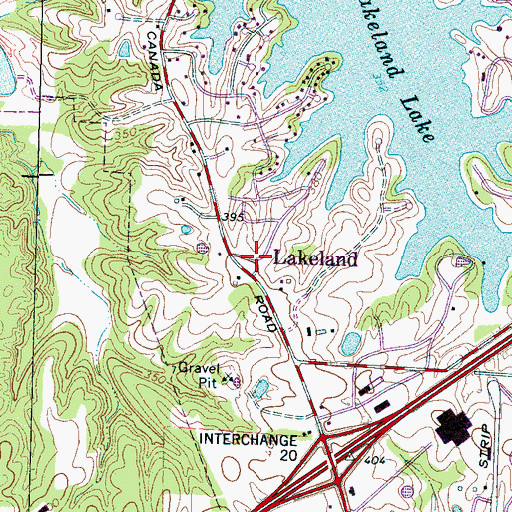 Topographic Map of Lakeland, TN