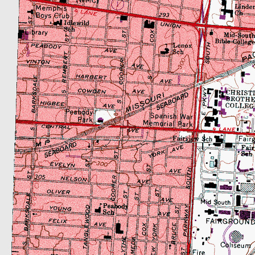 Topographic Map of Lenox, TN