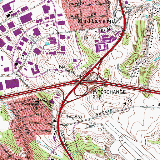 Topographic Map of Interchange 6, TN