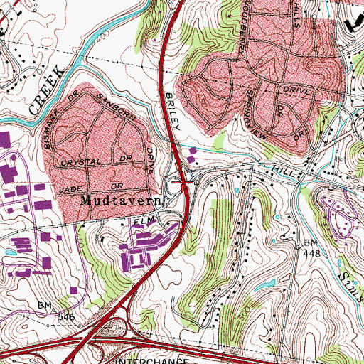 Topographic Map of Interchange 7, TN