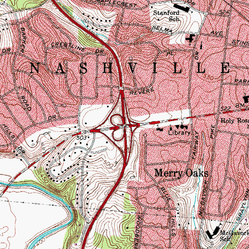 Topographic Map of Interchange 8, TN