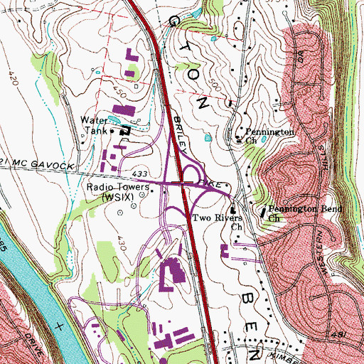 Topographic Map of Interchange 12, TN