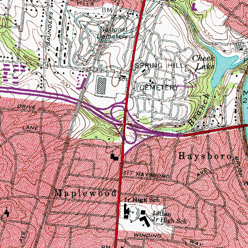 Topographic Map of Interchange 14, TN