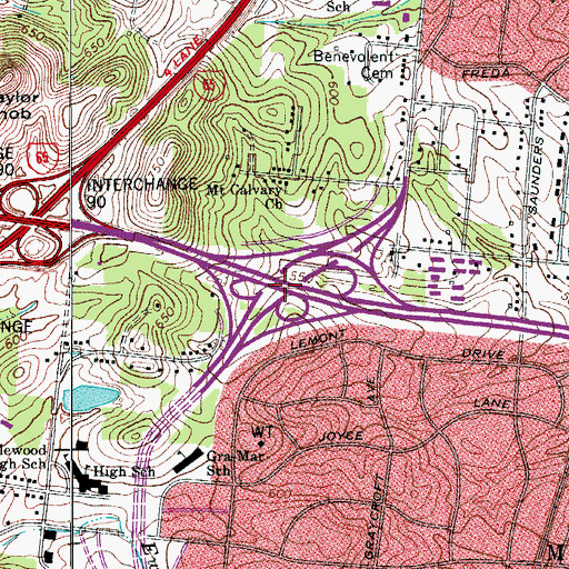 Topographic Map of Interchange 15, TN