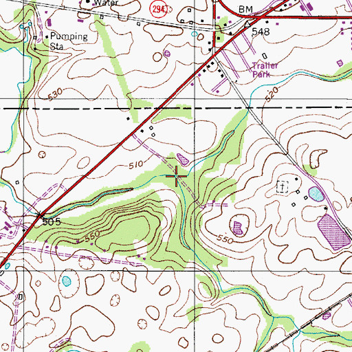 Topographic Map of Browns Branch, TN