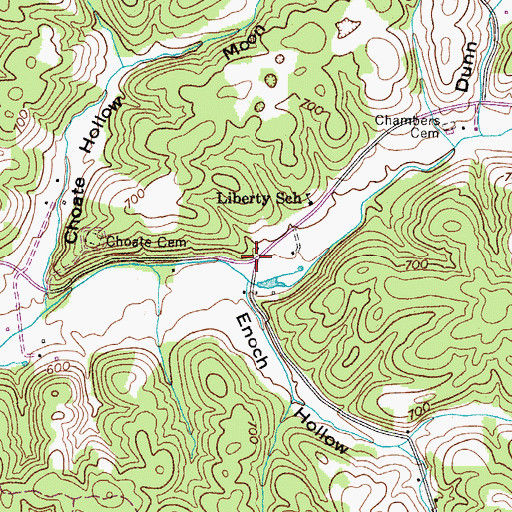 Topographic Map of Liberty, TN