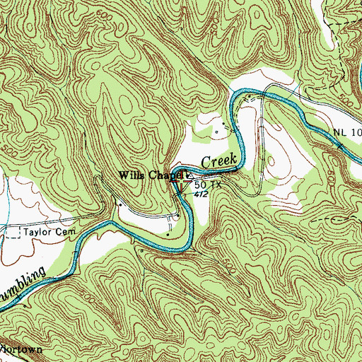 Topographic Map of Wills Chapel, TN