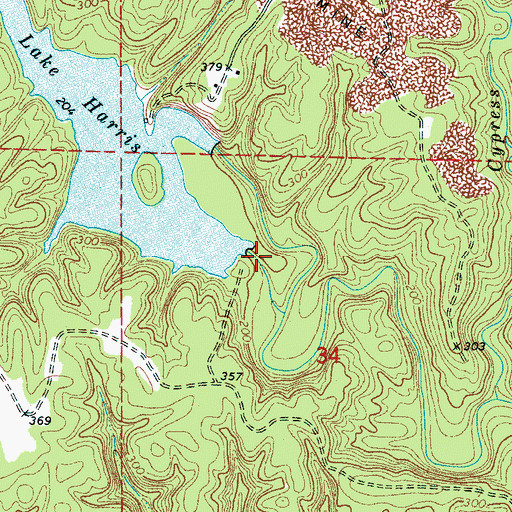 Topographic Map of Lake Harris Dam, AL