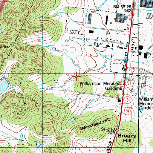 Topographic Map of Whitehorse Branch, TN