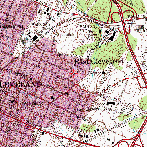 Topographic Map of East Cleveland Baptist Church, TN