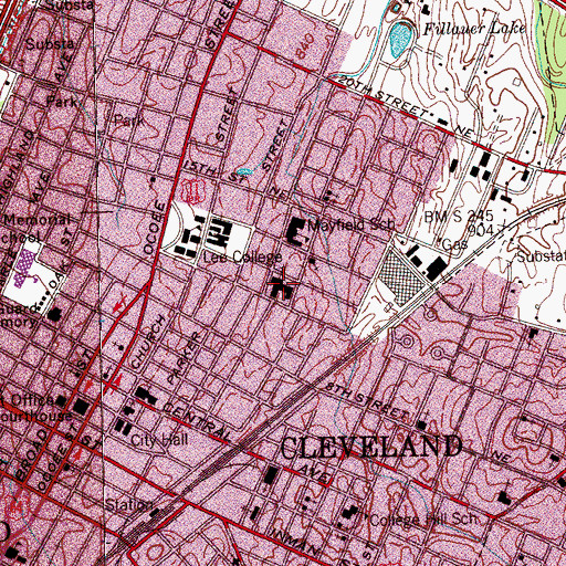 Topographic Map of North Cleveland Church of God, TN