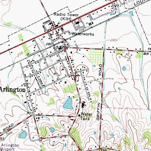 Topographic Map of Arlington Baptist Church, TN