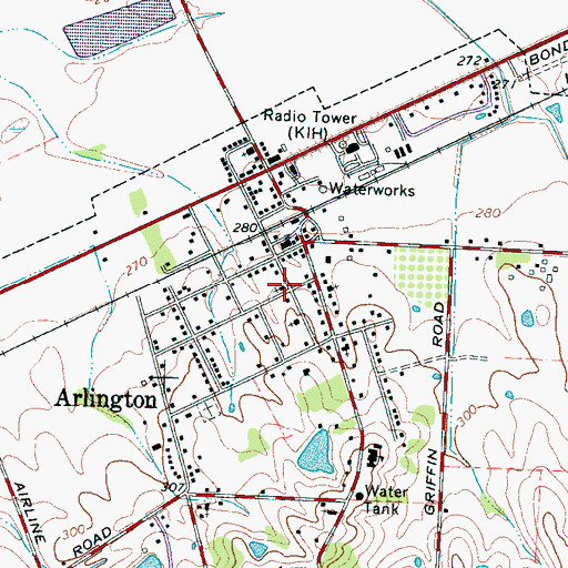 Topographic Map of Arlington Pentecostal Gospel Life Church, TN