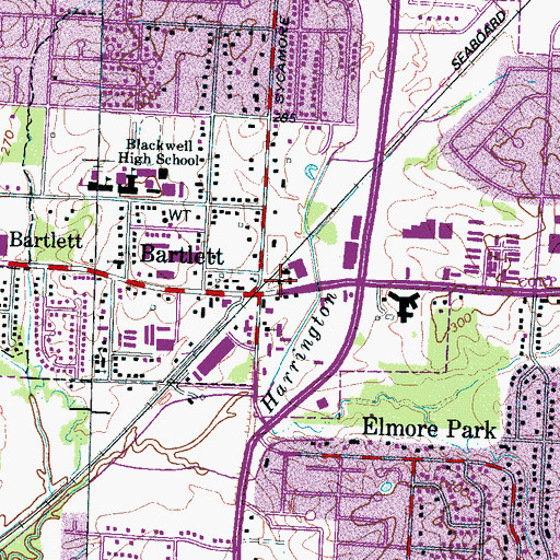 Topographic Map of Bartlett Baptist Church, TN