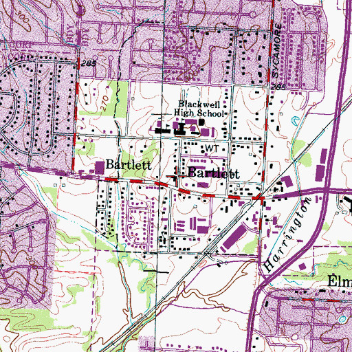 Topographic Map of Bartlett United Methodist Church, TN