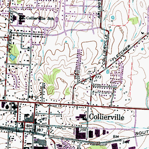 Topographic Map of Collierville Church of God in Christ, TN