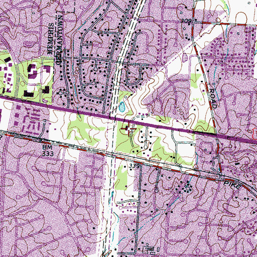 Topographic Map of Germantown Church of Christ, TN
