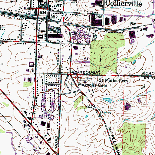 Topographic Map of Mount Olive Missionary Baptist Church Number Two, TN
