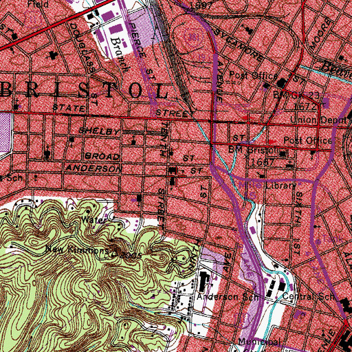 Topographic Map of Anderson Street United Methodist Church, TN