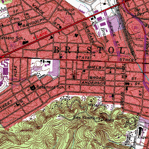 Topographic Map of Calvary Baptist Church, TN