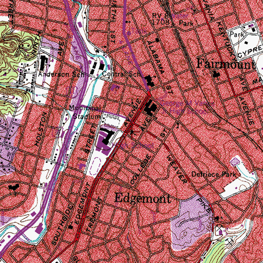 Topographic Map of Edgemont Presbyterian Church, TN