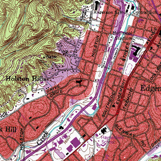 Topographic Map of First United Methodist Church, TN