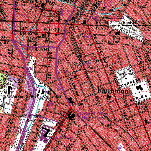 Topographic Map of Hood Memorial African Methodist Episcopal Zion Church, TN