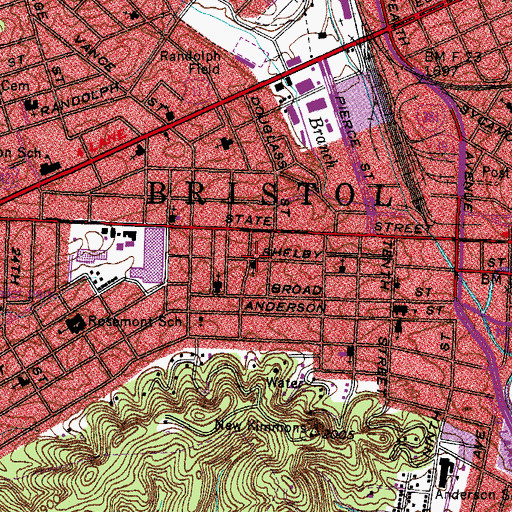 Topographic Map of Shelby Street Church of God, TN