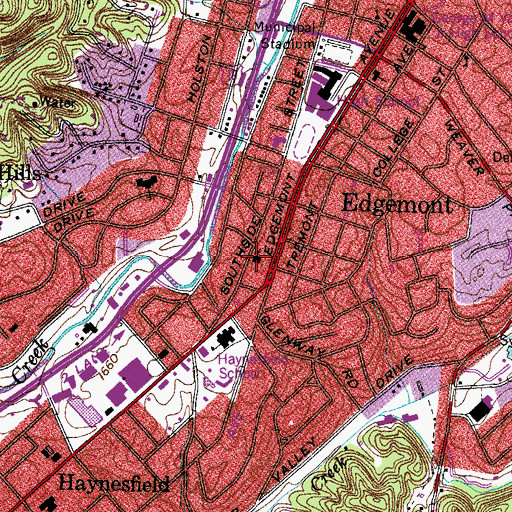 Topographic Map of South Bristol United Methodist Church, TN