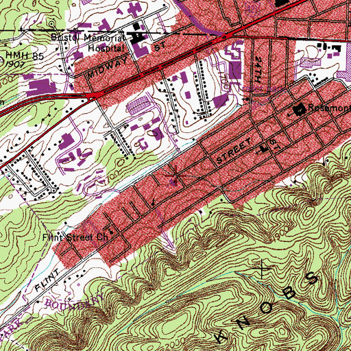 Topographic Map of West Hills Christian Church, TN